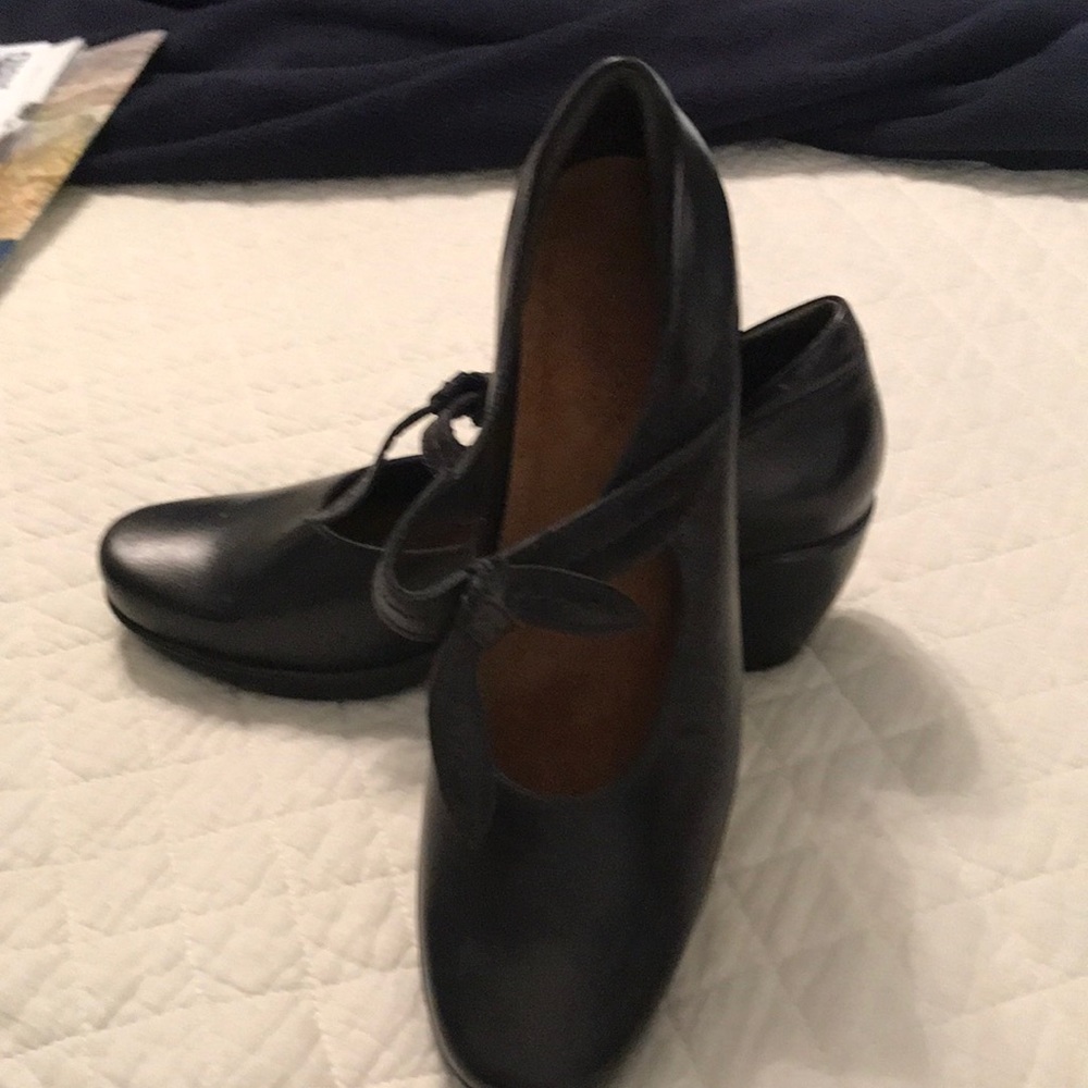 Naot Black Leather Mary Jane Heels